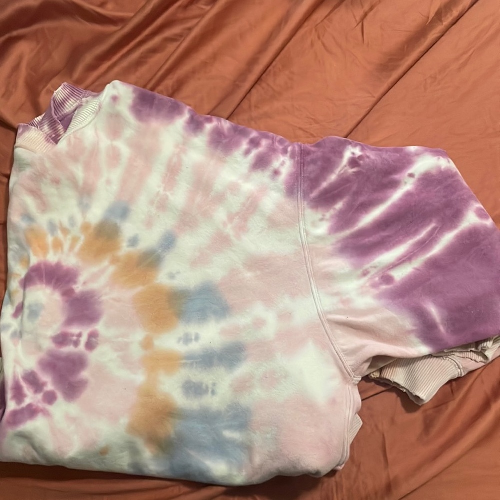 Womens distressed tie dye AE crop hoodie